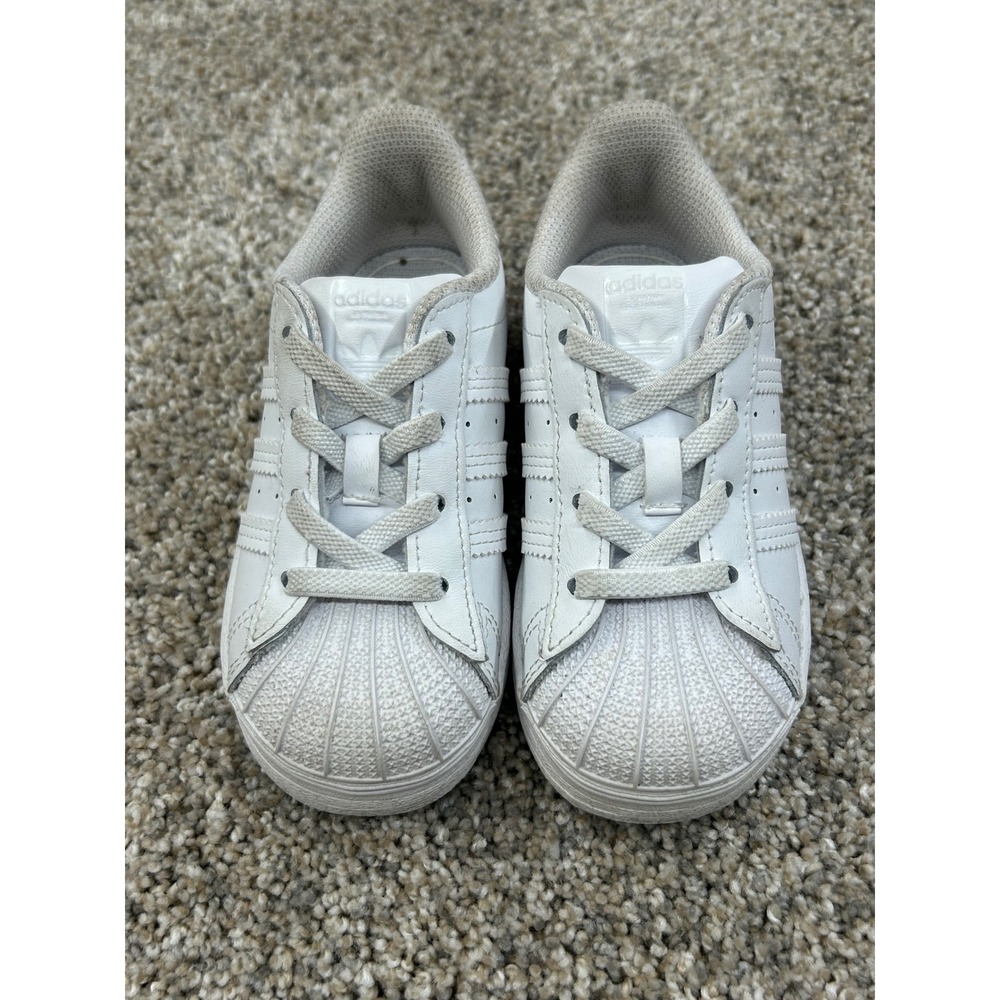 Adidas Superstar Toddler White Leather Shell Toe Sneakers EF5397 Size 8K